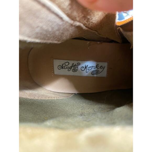 Naughty Monkey women 7.5 Brown Tan Suede side zip block heel Ankle Boots - Picture 7 of 8